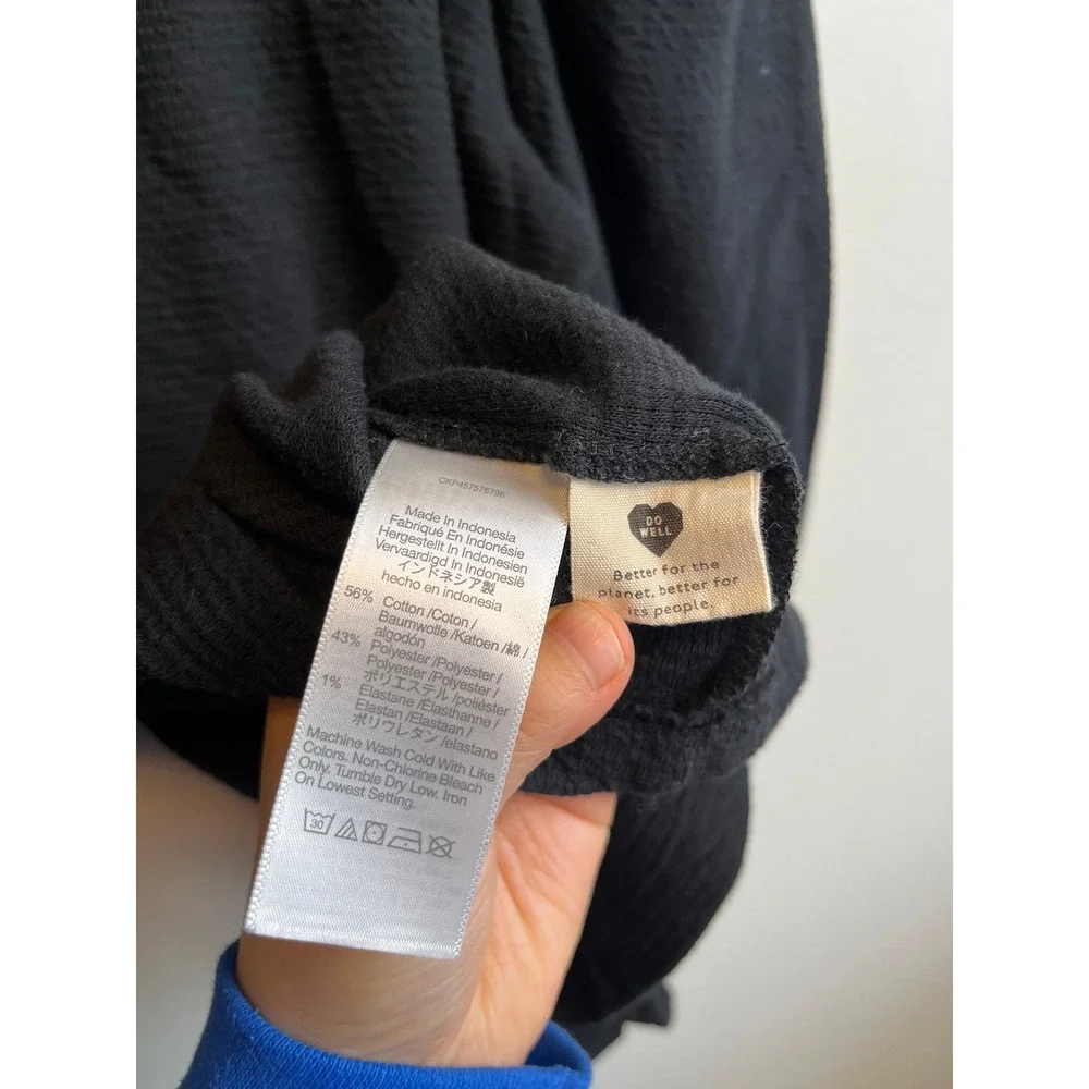 Madewell Puff Sleeve Textured Knit Sweatshirt Crew Neck Size M Long Sleeve Shirt